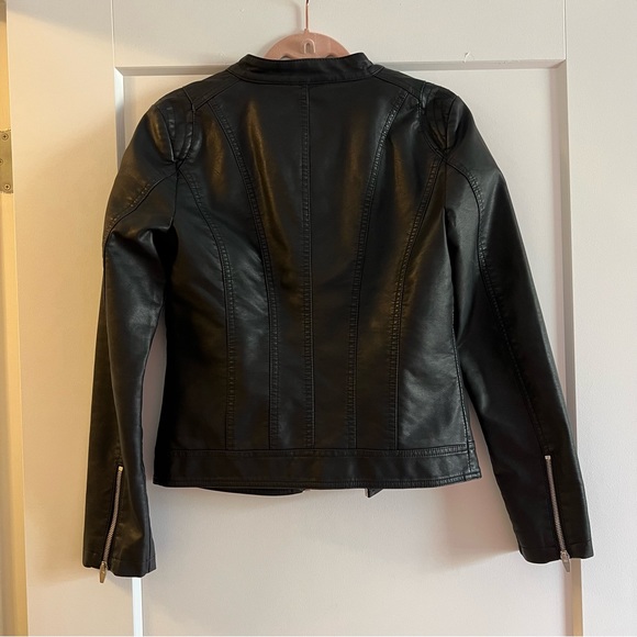 Vila Faux Leather Collarless Jacket - Picture 10 of 10